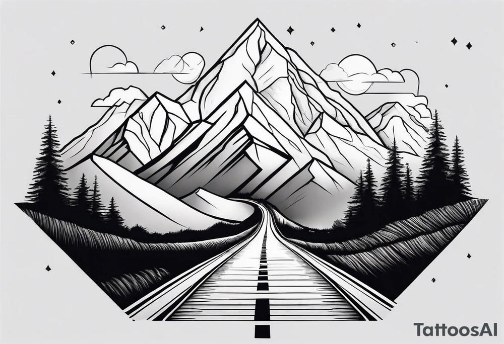 Long road to the mountains tattoo idea