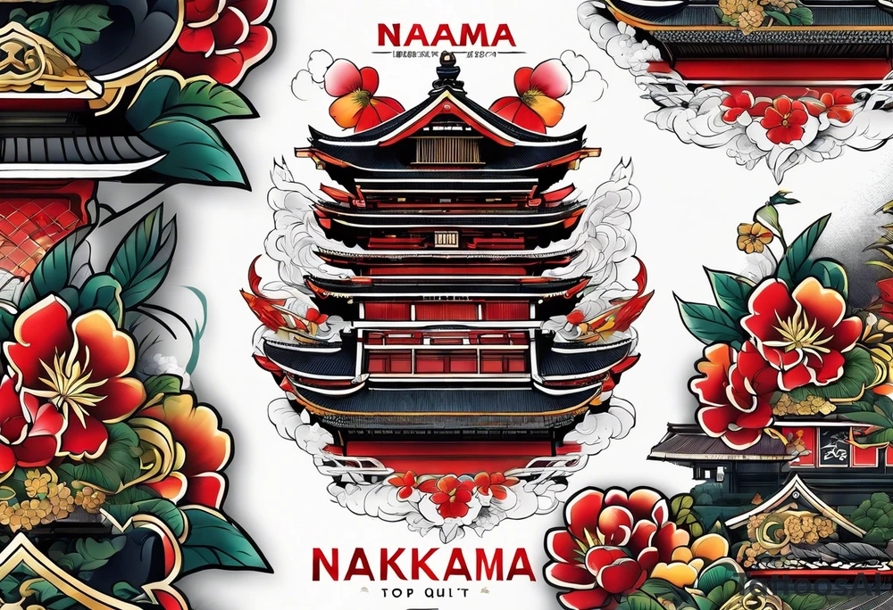 The name Nakama painted vertically, in Shôdo style writing. tattoo idea