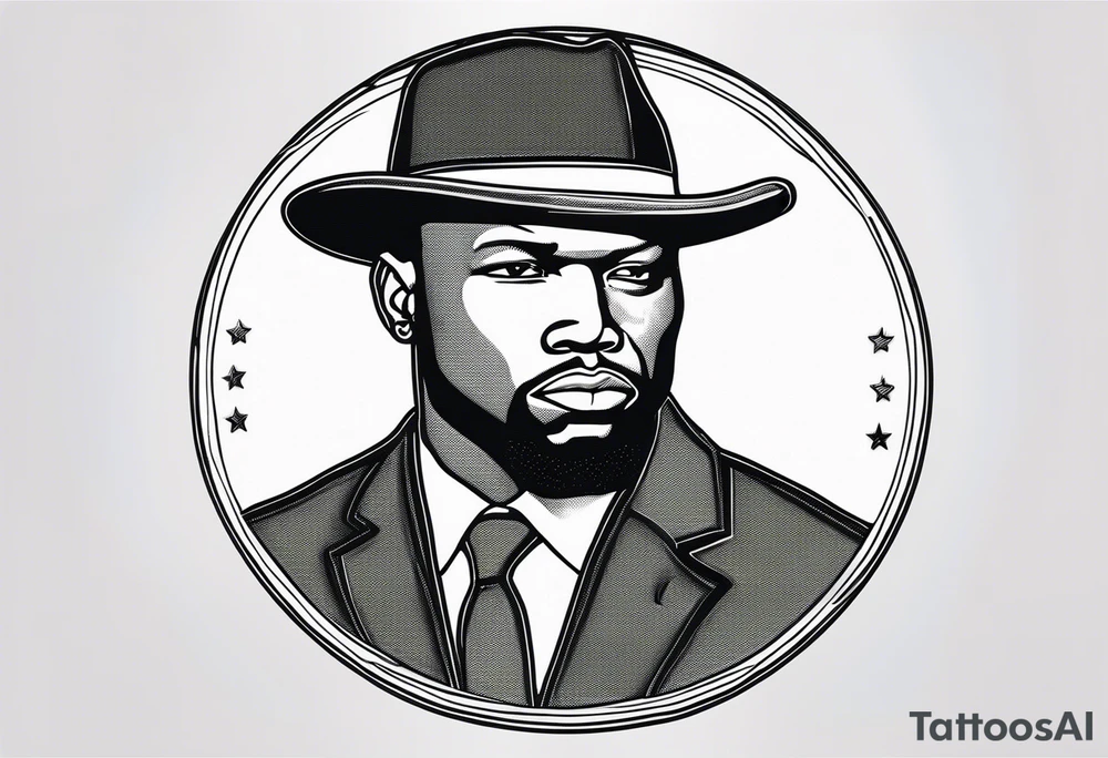 non rapper fifty cent us currency coin tattoo idea