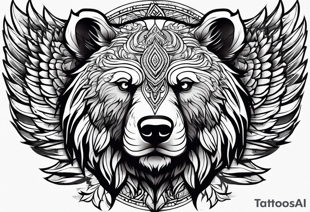 Winged bear tattoo idea