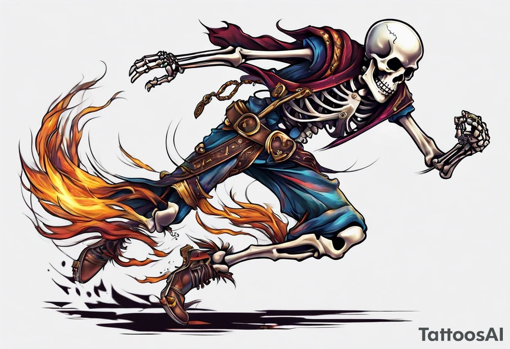 skeleton running from the world tattoo idea
