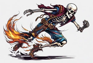 skeleton running from the world tattoo idea