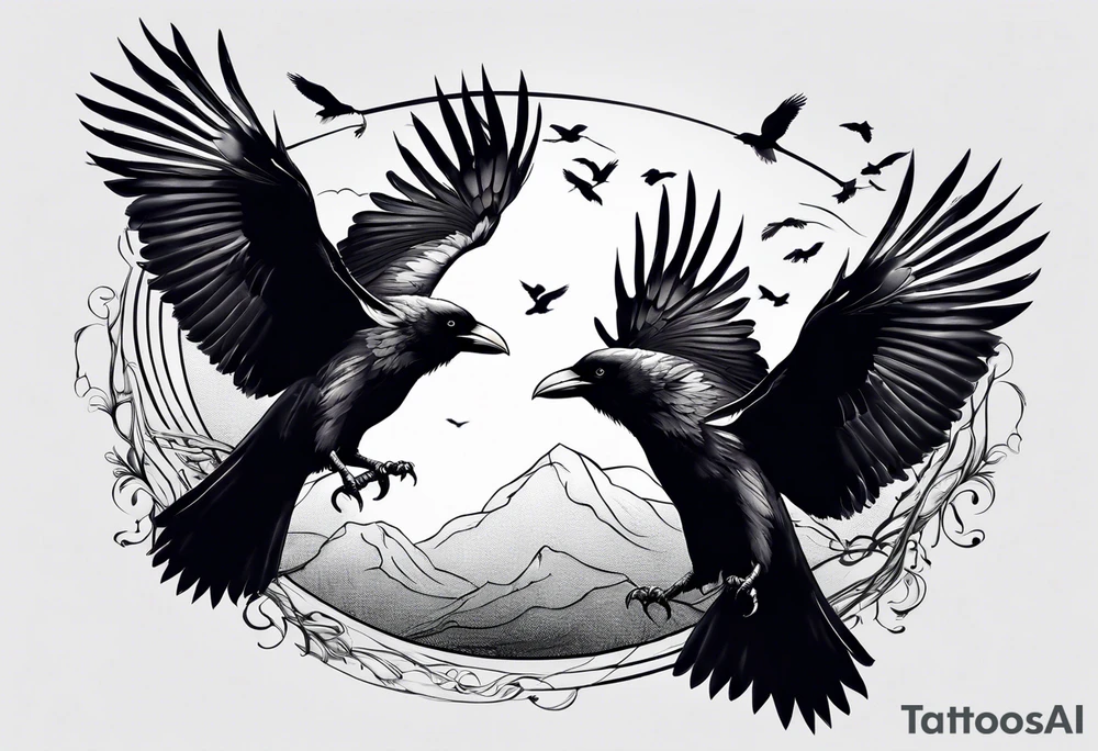 3 crows flying tattoo idea