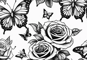 Butterflies flying with roses & filligree tattoo idea