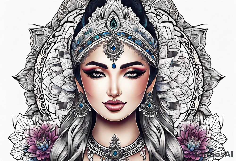 mandala lotus lace third eye tattoo idea