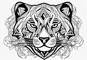 uma leoa, um leao e seus dois filhotes dentro de um retangulo tattoo idea