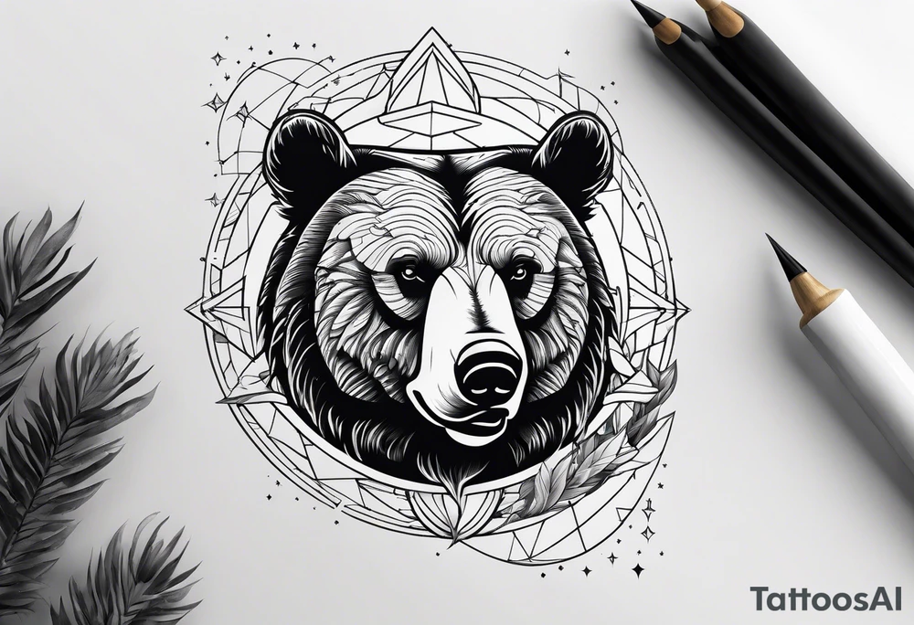 bear fighting bull in space tattoo idea