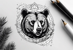 bear fighting bull in space tattoo idea