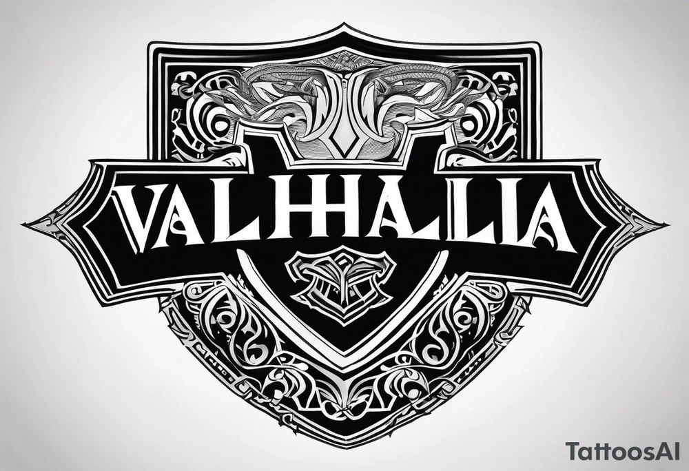 Valhalla steps shield sword tattoo idea