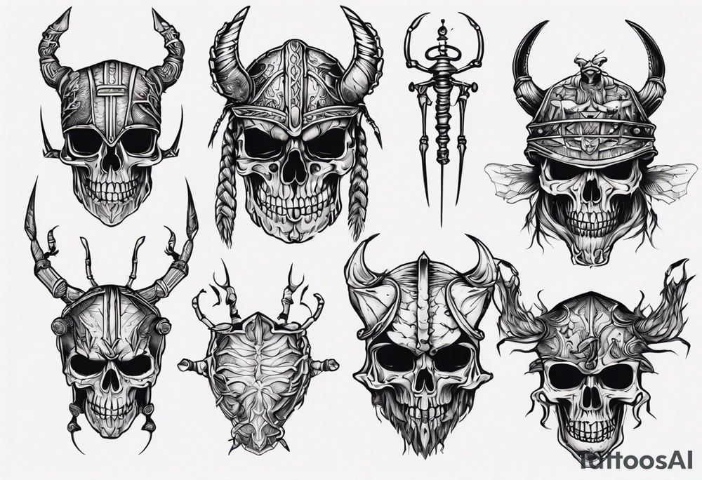 i want a tattoo of a bug viking skeleton head tattoo idea