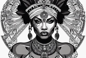 valkrye, kali, pirate, african goddess, , warrior, native american, lotus, zenza resonance, skulls, pachamama, left side face, chest, right wing, tattoo idea