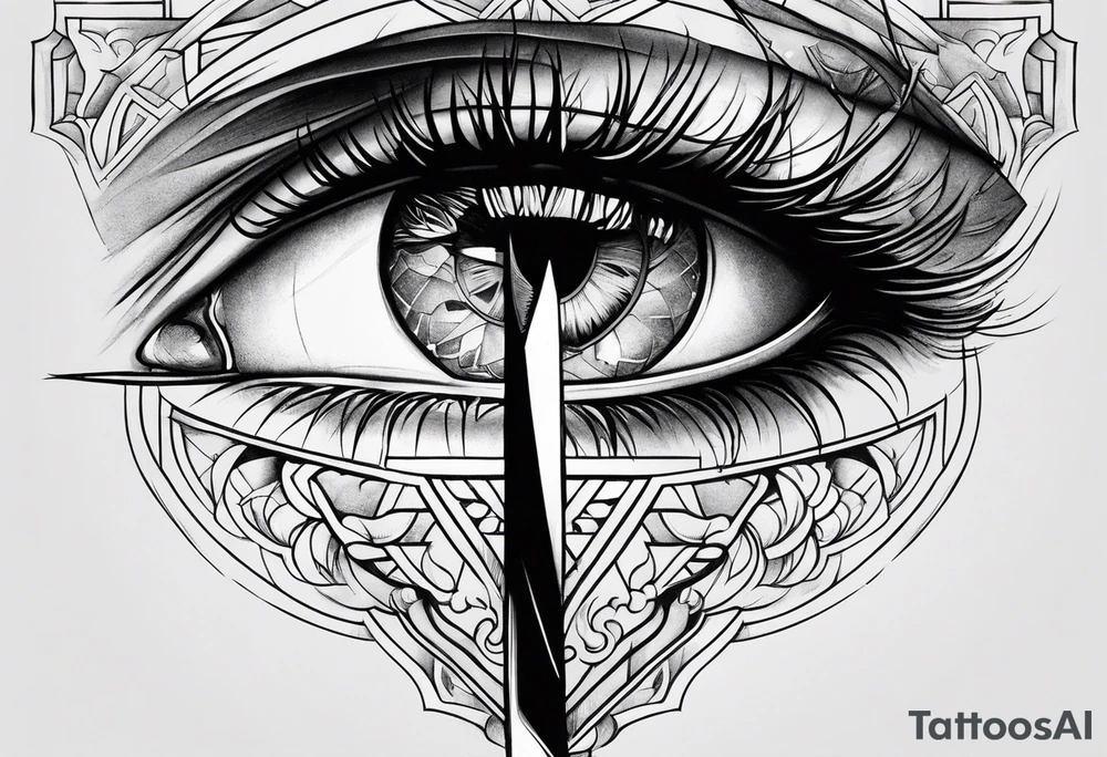 Empty eyes with a knife on it tattoo idea