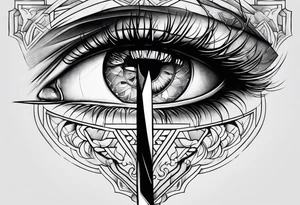 Empty eyes with a knife on it tattoo idea