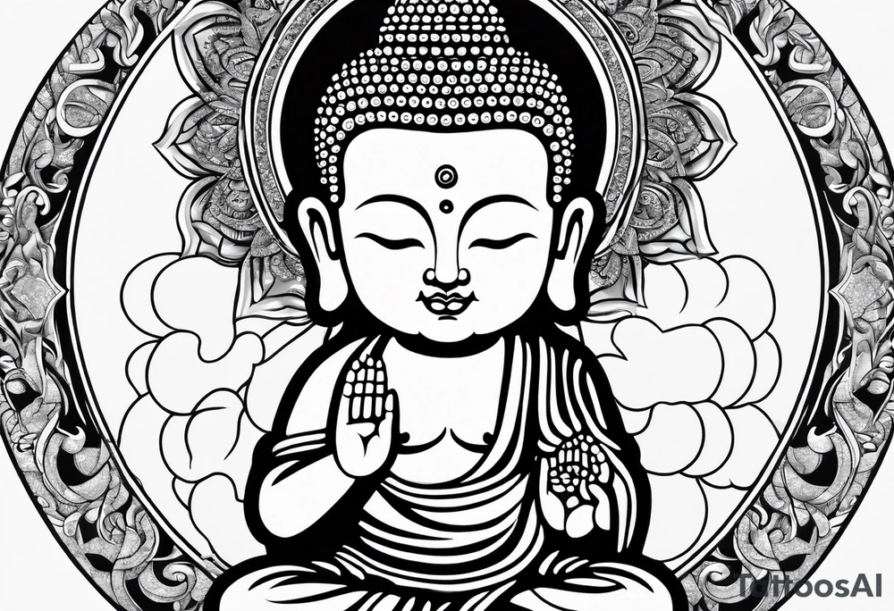 Buddha carrying Buddha baby tattoo idea