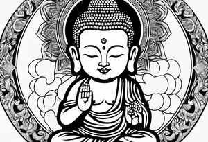 Buddha carrying Buddha baby tattoo idea