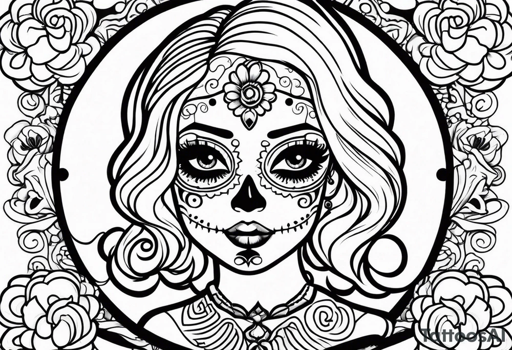 muertos style girls tattoo idea