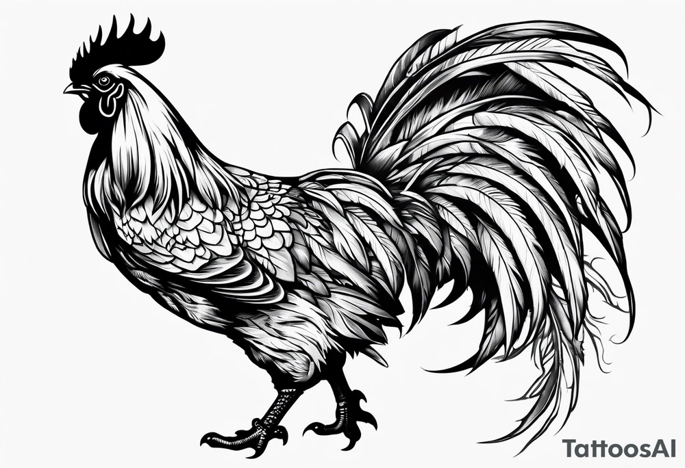 rooster holding machine gun tattoo idea