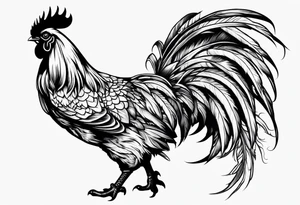 rooster holding machine gun tattoo idea
