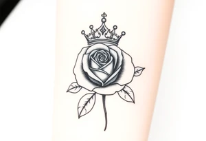 A rose with a large crown on-top of it tattoo idea