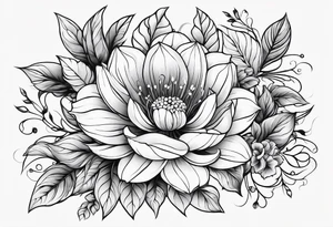 fine line flowers, minor geometric aspects, vines. Utilize some negative space. tattoo idea