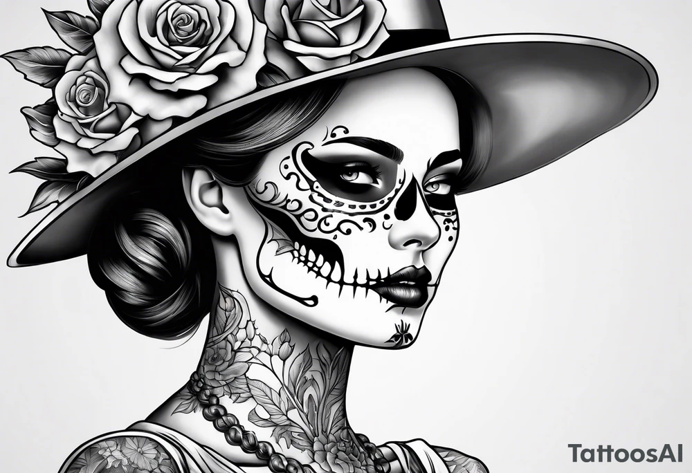 lady skeleton tattoo idea