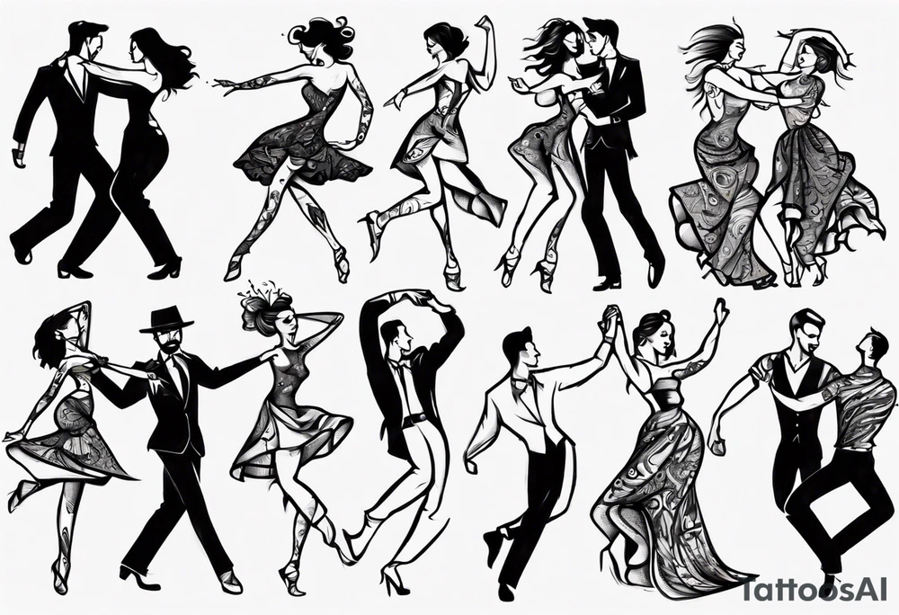 Couple dancing tattoo idea