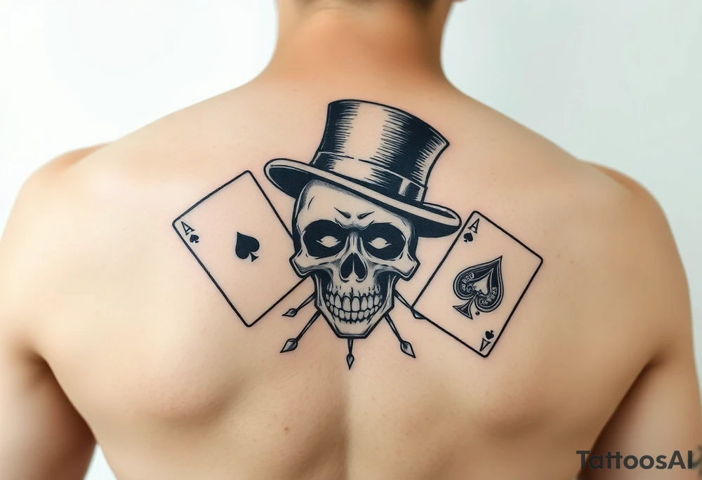 voodoo skull, top hat, ace cards, tattoo idea