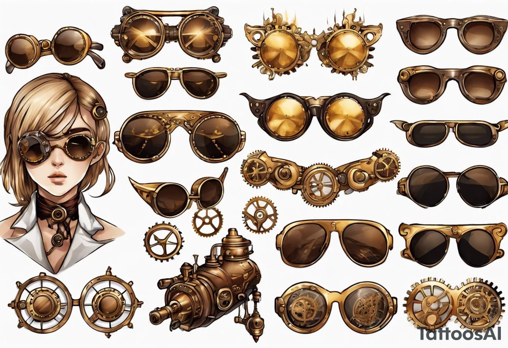 Steampunk
Anime
Gold
Brown
Sunglasses tattoo idea