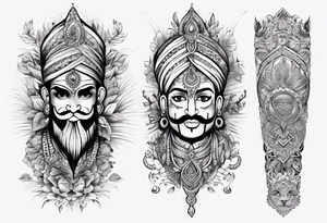 Full Leg sleeve tattoo representing Punjabi values tattoo idea