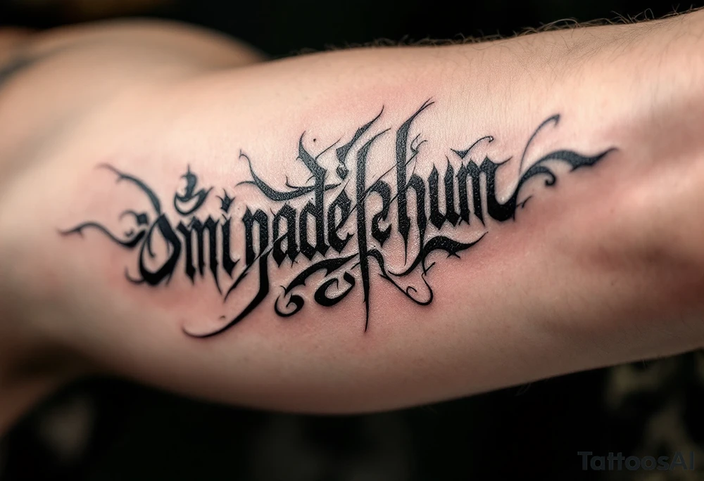 Mantra Script (e.g., "Om Mani Padme Hum") – A sacred Tibetan or Sanskrit phrase, done in elegant script or calligraphy, wrapping around arms or spines. tattoo idea