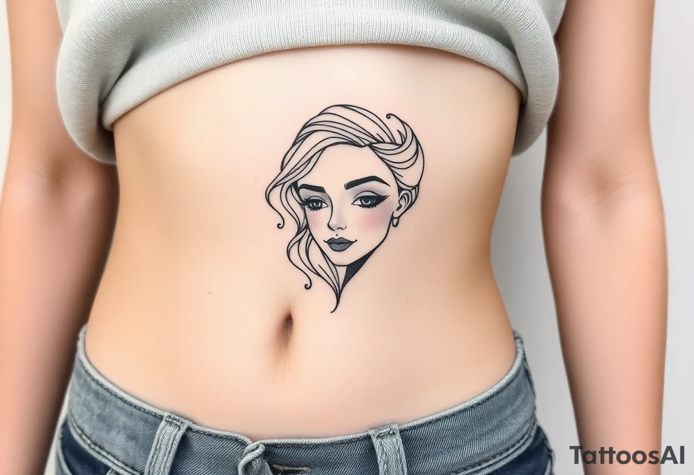 Mermaid light grainy soft feminine face tattoo idea