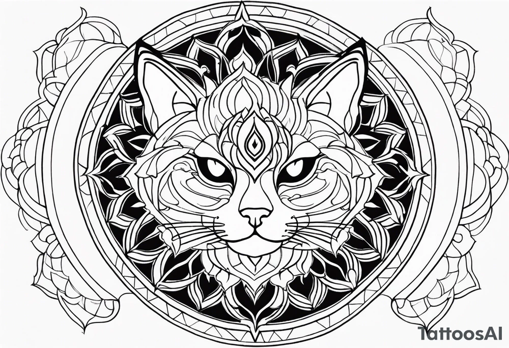 Cat mandala tattoo idea