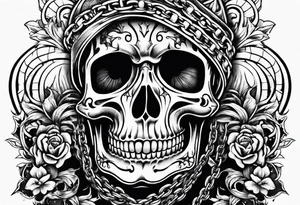 Skeleton with ball and chain tattoo idea