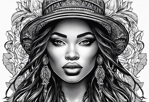 woman face with locs tattoo idea
