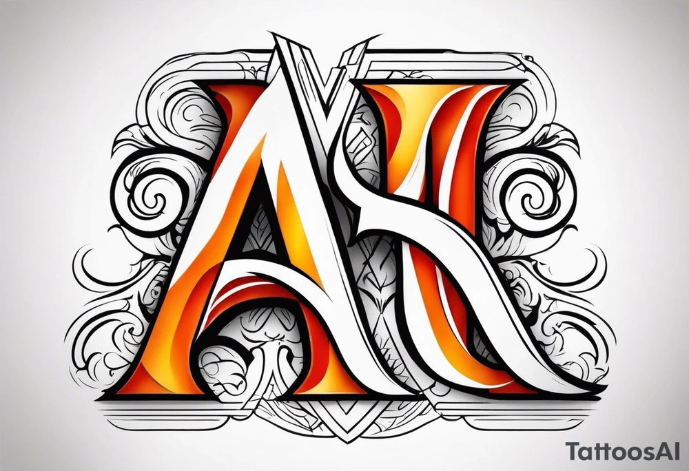 the letters A and R tattoo idea