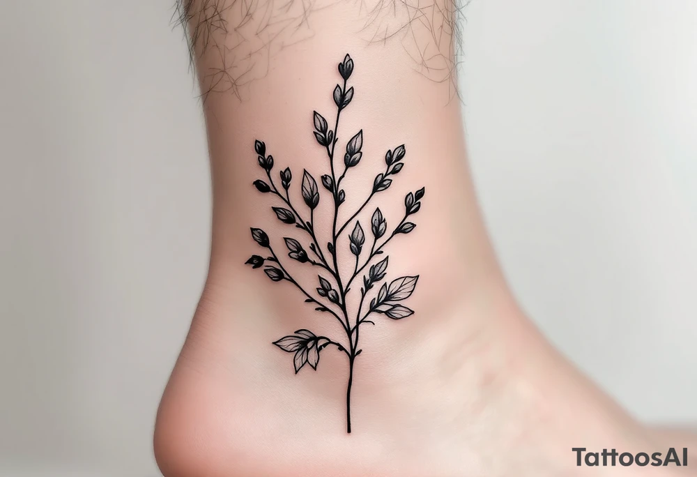 design very minimal Spring tatoo vertically for ankle. very minimal tattoo idea