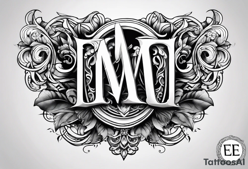 Initials E, M, B interwoven tattoo idea