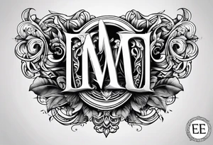 Initials E, M, B interwoven tattoo idea