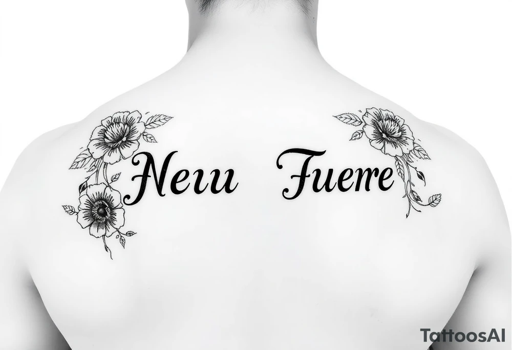 Name cover up but not flowers tattoo idea