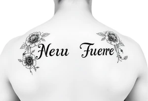 Name cover up but not flowers tattoo idea