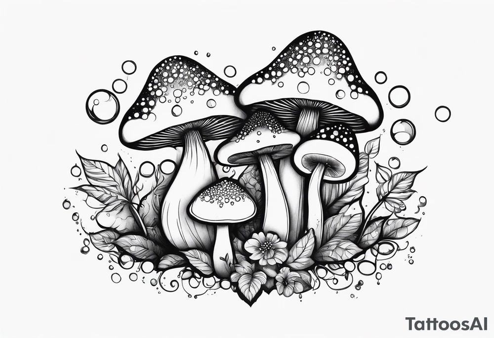 MUSHROOMS AND BUBBLES tattoo idea