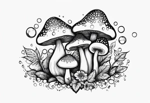 MUSHROOMS AND BUBBLES tattoo idea