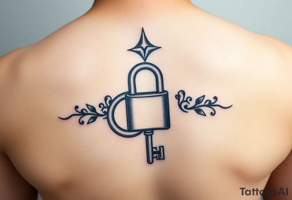 combination of key and lock as two wedding rings as symbol of infinity tattoo idea