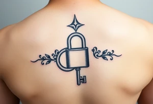 combination of key and lock as two wedding rings as symbol of infinity tattoo idea