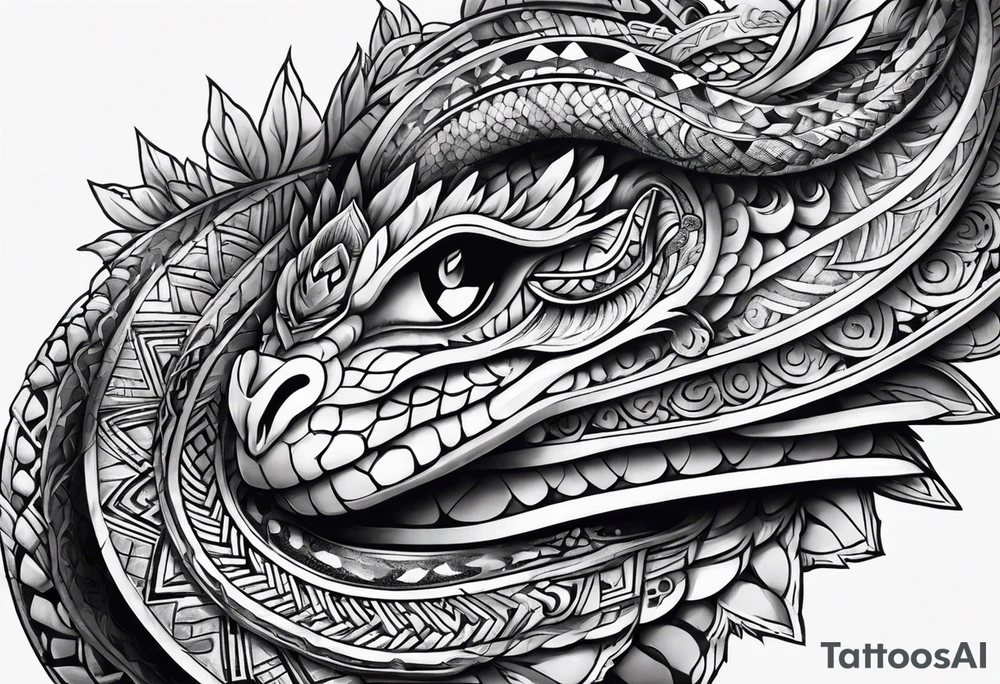 aztec snake sleeve tattoo idea