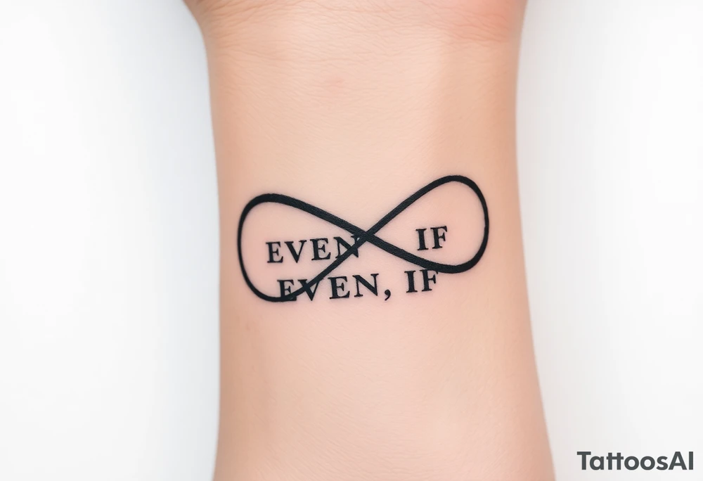 unique and soft infinity symbol with words "EVEN IF" tattoo idea