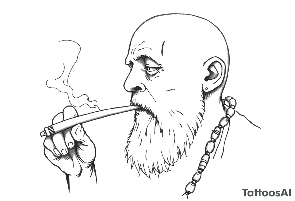 Simple American traditional style pope smoking meth tattoo idea