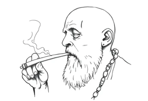 Simple American traditional style pope smoking meth tattoo idea
