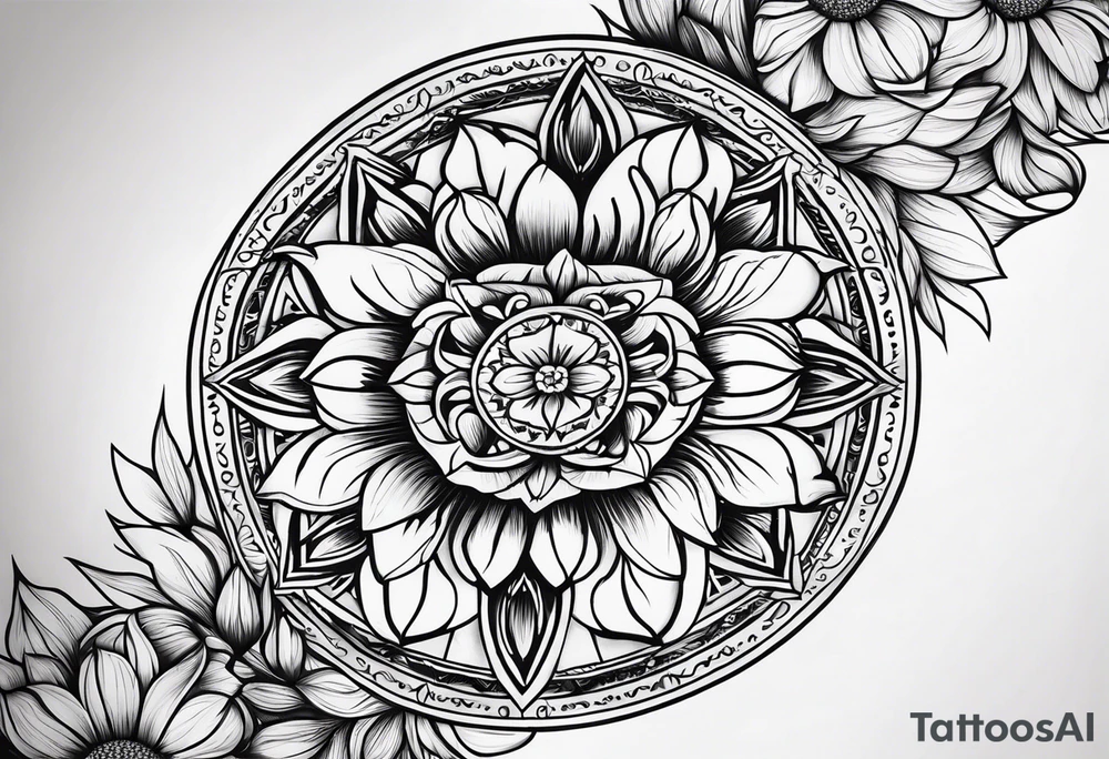 Forearm mandala design for tulips and wolves tattoo idea