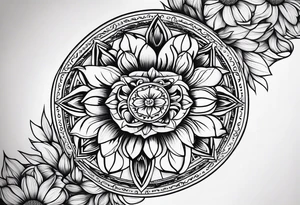 Forearm mandala design for tulips and wolves tattoo idea